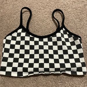 Forever 21 black and white checkered cropped tank top